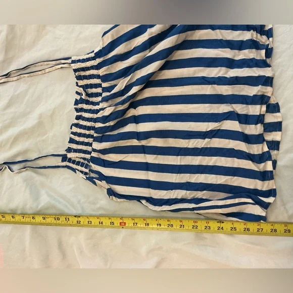 Candace Cameron Bure Blue White Striped Top w/ shoulder ties Medium - Picture 4 of 4